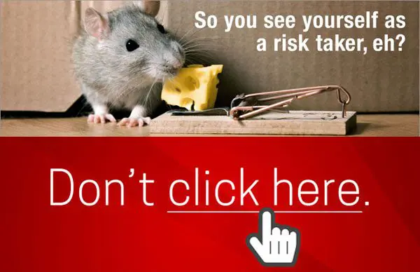 see yourself as a risk taker? don't click here! dont click here button